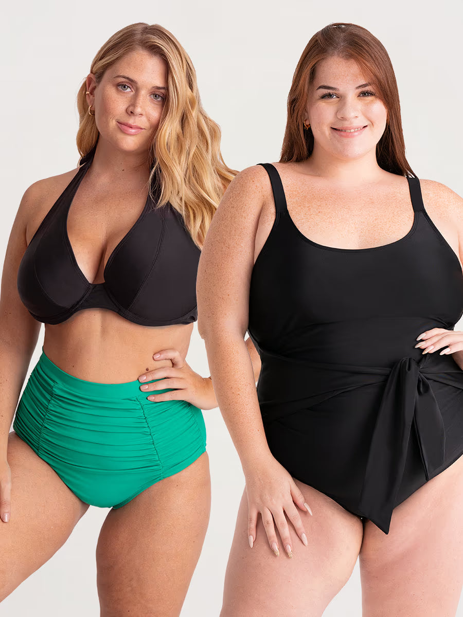 Bundle Honeyglowlove Essentials - 1 Bikini Bottom + 1 Halter Bikini Top + 1 Tie-Belt Swimsuit