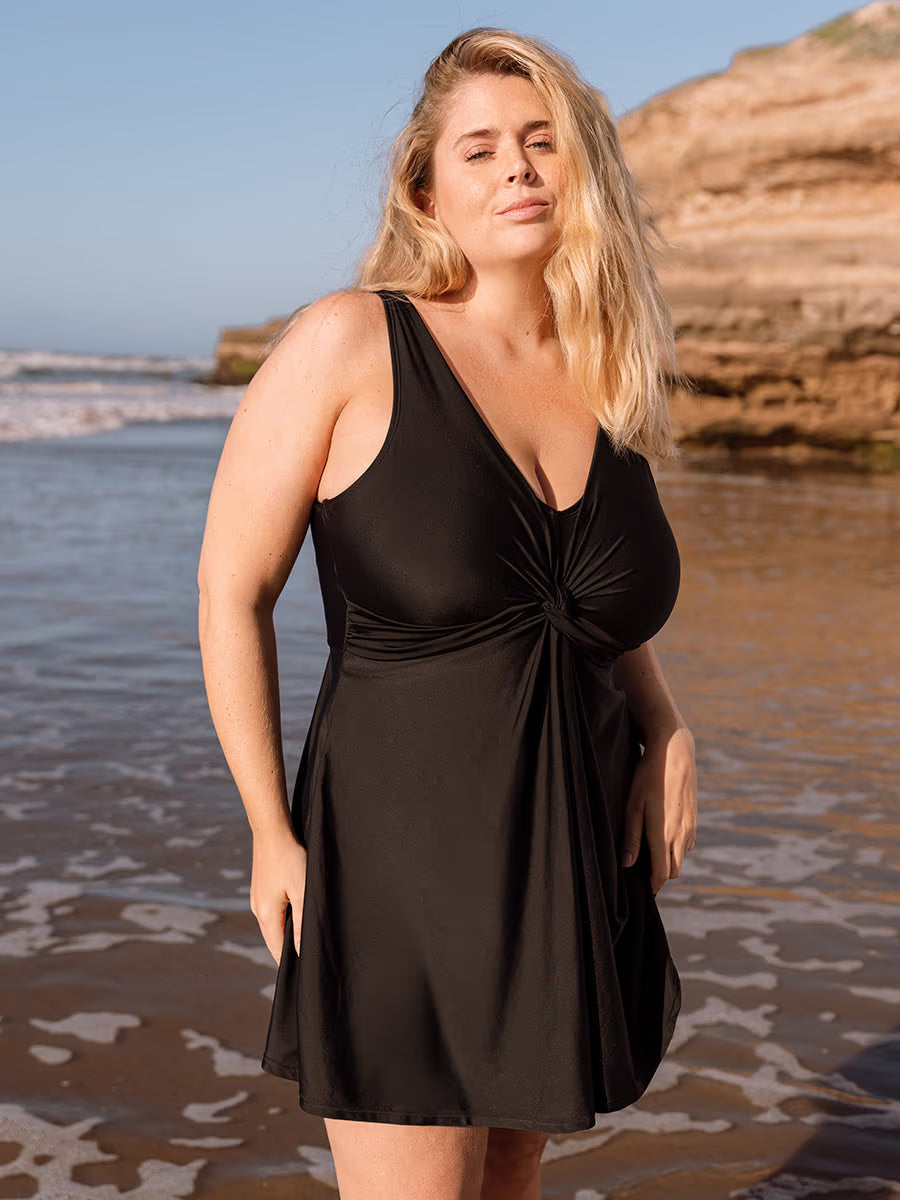 Honeyglowlove Essentials Swim Knot-Front Swim Dress