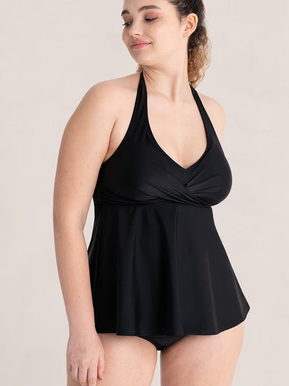 Honeyglowlove Essentials Twist-Front V-Neck Halter Tankini