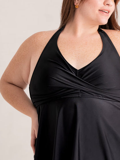 Honeyglowlove Essentials Twist-Front V-Neck Halter Tankini