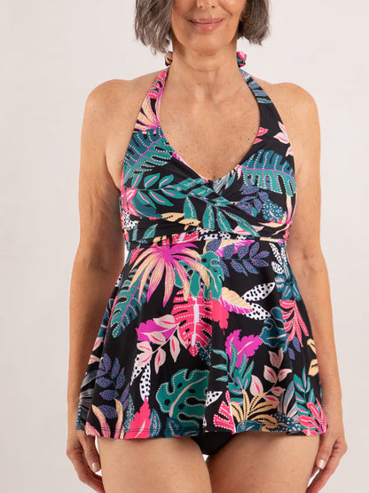 Honeyglowlove Essentials Twist-Front V-Neck Halter Tankini